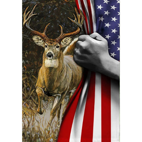 FORLAND Patriotic Diamond Painting Kits for Adults Beginners - 5D DIY Deer American Flag Full Drill Diamond Kits Painting Crafts for Home Wall Decor, Diamond Art Kits,12x16inch FORLAND