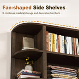 TVU 5-Tier Wood Book Shelf, 47" Wide Large Bookshelf and Bookcase, 62" Tall Bookshelf with Curved Side Shelves, Freestanding Wood Display Book Shelves for Living Room, Home Office, Walnut TVU