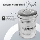Amici Home Farmhouse Galvanized Canister | Dry Food Storage Container | Airtight Lid | 76 Oz Capacity | Farmhouse Décor | Rustic Metal Canister for Kitchen Countertop Amici Home