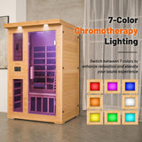 Efficraft Infrared Sauna Indoor,1-2 Person Hemlock Wooden Home Sauna w/Backrest, Dry Sauna for Home Spa Room 1800W, Time Temp Pre-Set Sauna Room,7 Heating Panels Personal Far Infrared Saunas for Home Efficraft