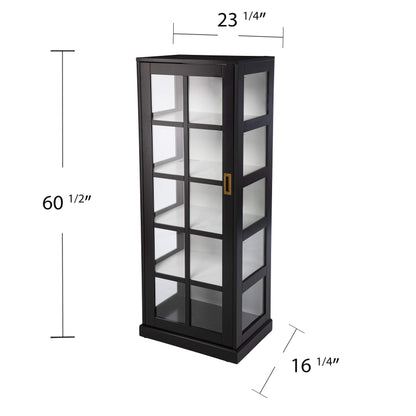 SEI Furniture 24 inches Long Burland Tall Curio Cabinet, Game Room with Open Concept Living Space Transitional Style, Black