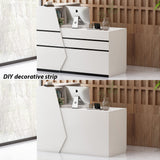 AGOTENI Reception Desk, Front Counter Desk with Lockable Drawer & Bookshelf, L Shape Reception Table Wooden Computer Table for Office, Black AGOTENI