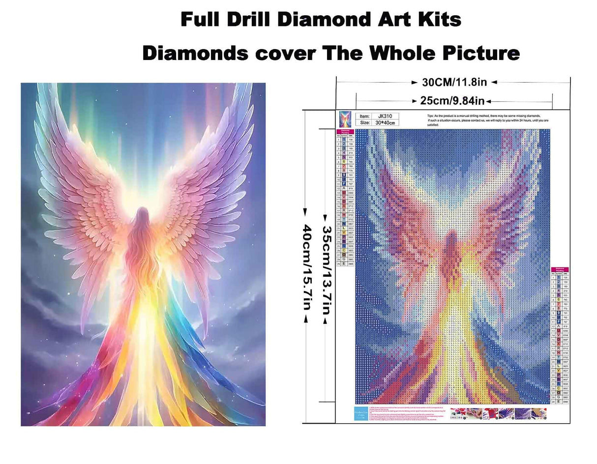 BYGFHLYW Rainbow Angel 5D Diamond Painting Kits for Adults Beginners,DIY Diamond Art Kit Full Round Drill,Paint by Diamonds Dot Gem Arts and Crafts Crystal Sets,Home Wall Decor 11.8x15.7inch BYGFHLYW