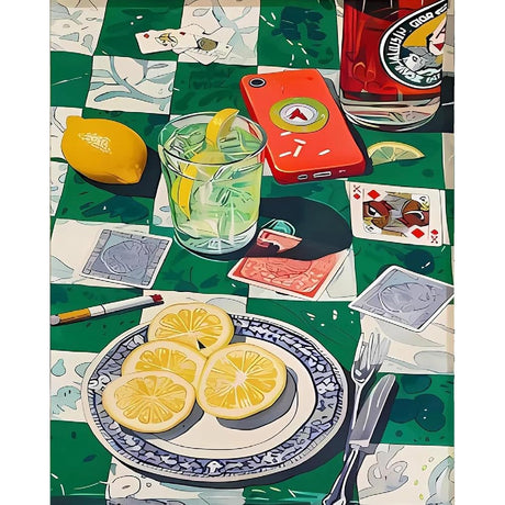 Vintage Poker Paint by Numbers Kit for Adults, Fruit Paint by Numbers Kit for Adults Beginner, DIY Acrylic Watercolor Paint by Numbers Kits on Canvas Without Frame for Home Wall Decor 16X20 Inch cdjlddww