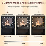 Makeup Vanity Desk with Mirror & Lights, 58.3" Makeup Vanity with Lights & Charging Station, Dressing Table Vanity Set for Bedroom, White Vanity Table with Cushioned Stool, 8 Drawers & 2 Cabinet Black TOKSOM