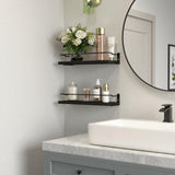 RICHER HOUSE Bathroom Shelves, Black Floating Wall Shelf Organizer Over Toilet Storage with 2 Shelves RICHER HOUSE