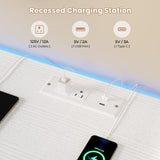 ADORNEVE TV Stand for 65 Inch TV, 63" W TV Console Table with LED Lights & Charging Station, Long Dresser with 11 PU Drawers, Large Entertainment Center with Shelves for Bedroom,White ADORNEVE