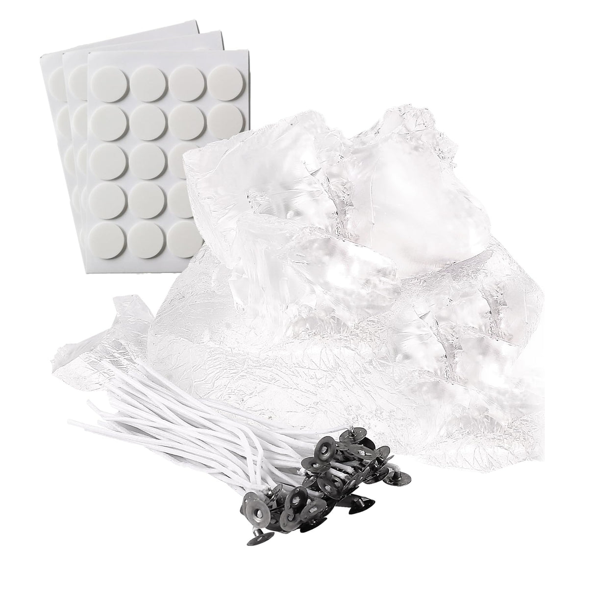 2.2 Lb Gel Wax for Candle Making Set, DIY Clear Gel Candle Wax, Handmade Jelly Wax Melts for Candle Making with 50pcs Wicks and 60pcs Candle Wick Stickers Vehipa