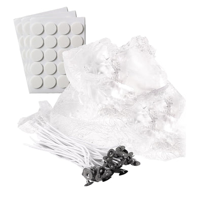 2.2 Lb Gel Wax for Candle Making Set, DIY Clear Gel Candle Wax, Handmade Jelly Wax Melts for Candle Making with 50pcs Wicks and 60pcs Candle Wick Stickers