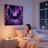 ijbnhd Angel Wings Diamond Art Kits for Adults - Purple Heart Diamond Painting Kits for Beginners, DIY Heart Gem Art Crafts Full Round Drill for Home Walls Decor 12X12Inch ijbnhd