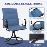 MELLCOM 5 Pieces Outdoor Dining Set, 4 Swivel Rocker Chairs with High Back Textilene & Square Metal Dining Table with Umbrella Hole, Patio Furniture Set for Porch, Garden, Backyard, Deck, Blue MELLCOM