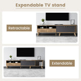 GlimBiz Extendable TV Stand, Mid Century Modern TV Stand for 55/60/65 inch TV, Farmhouse TV Stand, Entertainment Center with Storage, TV and Media Consol for Living Room GlimBiz