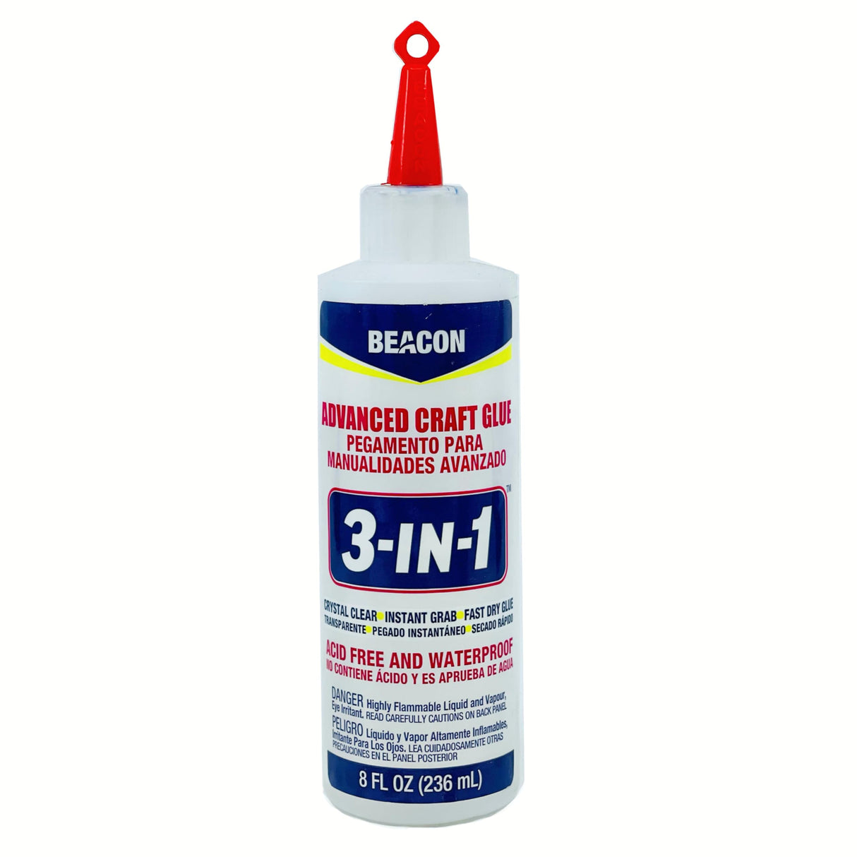 BEACON 3-in-1 Advanced Craft Glue - Fast-Drying, Crystal Clear Adhesive for Wood, Ceramics, Fabrics, and More, 8-Ounce Beacon