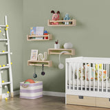DUICIRX Nursery Room Shelves Set of 4, Wood Floating Book Shelves for Kids Room, Baby Book Shelf for Nursery, Kitchen Spice Rack (Natural Wood) DUICIRX