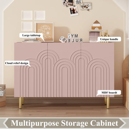 ARTPOWER 47" Accent Cabinet with Cloud Relief, Sideboard Buffet Cabinet with 3 Doors,Modern Buffet Cabinet,Credenza Storage Cabinet for Living Room, Kitchen, Dining Room, Hallway, Entryway, P - WoodArtSupply