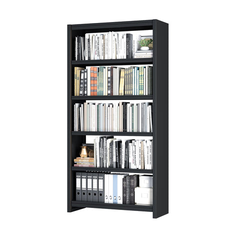 LyAosdFu Bookshelf, 5 Shelf Bookcases, Tall Bookcase for Heavy Books, CDs, Movies, Garage Kit, Modern Display Shelf for Library Home Office Bderoom Living Room, Metal Bookshelves Industrial Black LyAosdFu