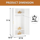 Polup Metal Armoire Wardrobe Closet with Doors and Shelves, 71" Tall Freestanding Wardrobe Cabinet for Hanging Clothes, Large Closet with Hanging Rod for Bedroom, White, Assemble Required Polup
