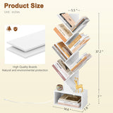 Hoctieon 6 Tier Tree Bookshelf, Tall Bookcase with Drawer, Freestanding Book Shelf with LED Lights, Display Floor Standing Storage Shelf, Book Organizer Shelves for Home Office, Living Room, White Hoctieon