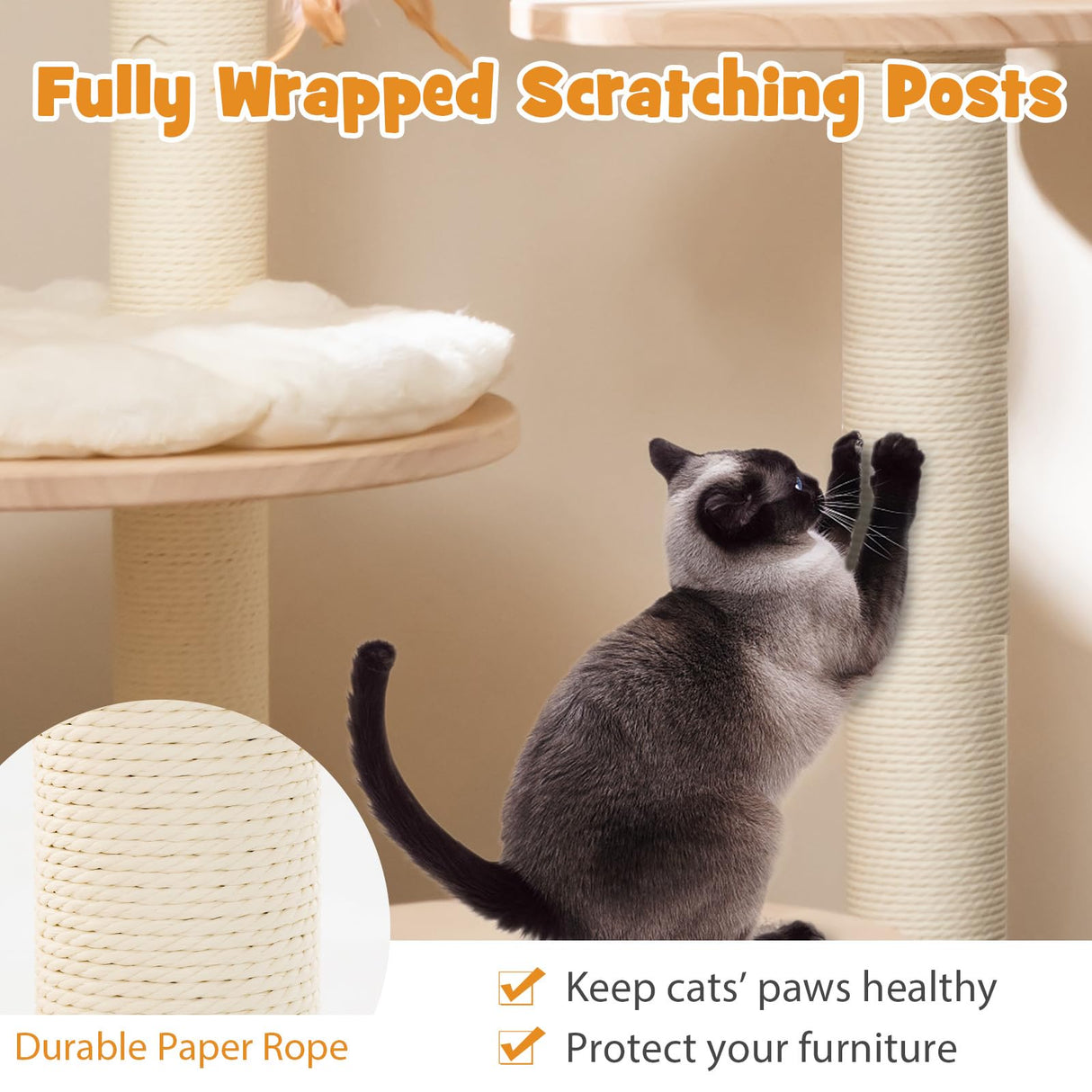 Tangkula Solid Wood Cat Tree, 4-in-1 Building Block Large Cat Tower with Space Capsule Nest, Sisal Scratching Posts, Padded Platform, Hanging Toy, Cat Tree Tower with 4 Transformations for Indoor Cats Tangkula