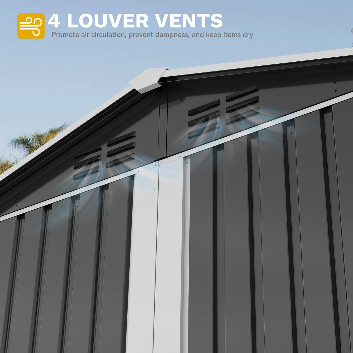 DWVO 6x4ft Outdoor Storage Shed with Window, Metal Lockable Metal Garden Shed with Sloped Roof for Tools, Bikes, Ideal for Backyard, Patio, Garage, Lawn (Gray + White) DWVO