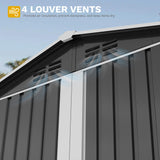 DWVO 6x4ft Outdoor Storage Shed with Window, Metal Lockable Metal Garden Shed with Sloped Roof for Tools, Bikes, Ideal for Backyard, Patio, Garage, Lawn (Gray + White) DWVO