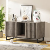 Double Litter Box Enclosure,Modern Cat Litter Box Enclosure for 2 Cats, Hidden Litter Box with Scratch Pad, Cat Washroom Pet House End Table, Entryway Bench for Livingroom (Gray) Halitaa