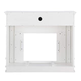 SEI Furniture Highgate Electric Fireplace with Hidden Media Shelf, New White with Faux Marble SEI Furniture