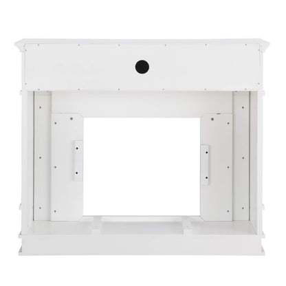 SEI Furniture Highgate Electric Fireplace with Hidden Media Shelf, New White with Faux Marble