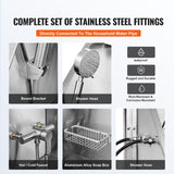 VEVOR 62" Pet Dog Bathing Station w/Stairs, Professional Stainless Steel Dog Grooming Tub w/Soap Box, Faucet,Rich Accessory,Bathtub for Large,Medium,Small Pet, Washing Sink for Home(Right) VEVOR