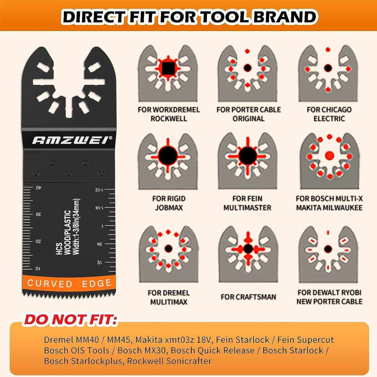 AMZWEI 30 PCS Oscillating Saw Blades, Professional Universal Titanium Multitool Blades for Wood Metal, Quick Release Multi Tool Blades Kits Compatible with Dewalt Ryobi Milwaukee Rockwell Fein AMZWEI