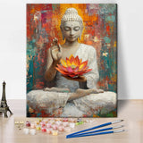 TUMOVO Paint by Numbers Kit for Adults Statue of Buddha Adult Paint by Number with Brushes Buddha Holding Colorful Lotus Flower Painting Oil Paint by Numbers DIY Painting Art Crafts for Home 16x20 in TUMOVO