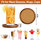 Zovano Wooden Drink Coasters Set of 4, Stackable Cup Coaster for Table, 4.2 inch Absorbent Cork Coasters Set for Tabletop Protection, Rustic Glass Coaster for Coffee, Home Decor. ZOVANO