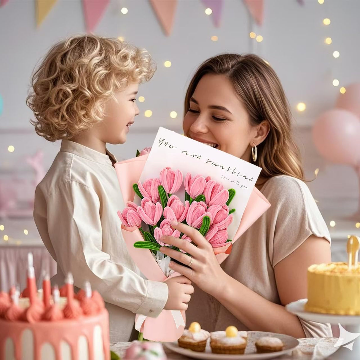 500 Pcs Pipe Cleaners Craft，5 Colors Pipe Cleaners Bulk,Chenille Stems Flowers Craft kit for DIY Handmade Bouquet Wrapping Party Decorations whit Ribbons，Stems,Tape，Stamens, Glue Sticks (Pink) Anyangjia