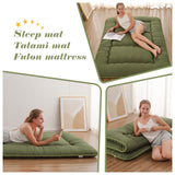 Zelladorra Japanese Floor Mattress, Futon Mattress with Portable Storage Bag, Roll Up Mattress Thick Tatami Mattress Suitable for Camping, Guest Room, Green, Twin Zelladorra