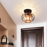 FRIDEKO HOME 2-Pack Semi Flush Mount Ceiling Light - Small Crystal Chandelier Hallway Black Metal Cage Modern Light Fixture for Entryway Bedroom Porch Kitchen FRIDEKO HOME