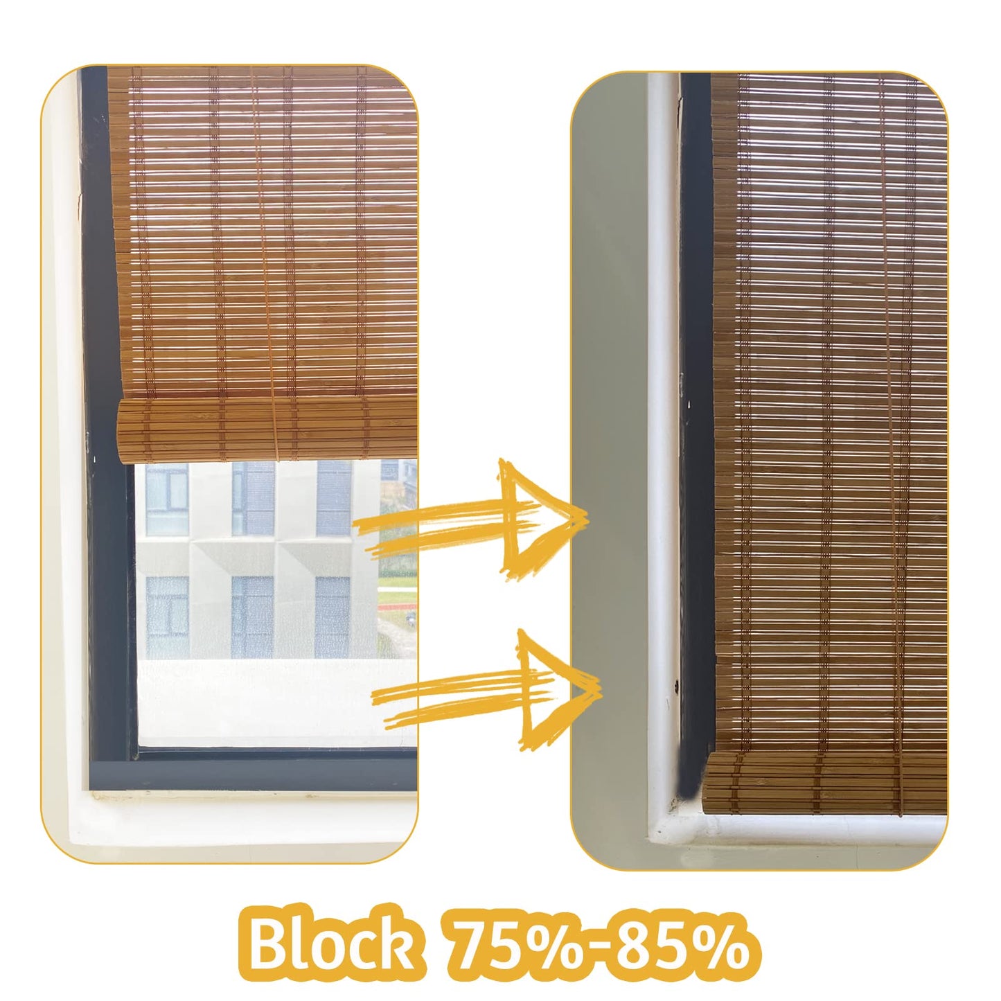 YFZBAMOO Bamboo Blinds, 30" W x 72" H Roman Window Shades for Home Office Hotel, Roll Up Light Filtering Shades, Roller Sun Shades