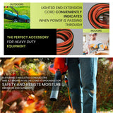 Go Green Power Inc. 16/3 25ft Outdoor Extension Cord with Lighted End - Contractor Grade, Durable, and Moisture Resistant - Ideal for Heavy Duty Tools - GG-13725 Power By GoGreen