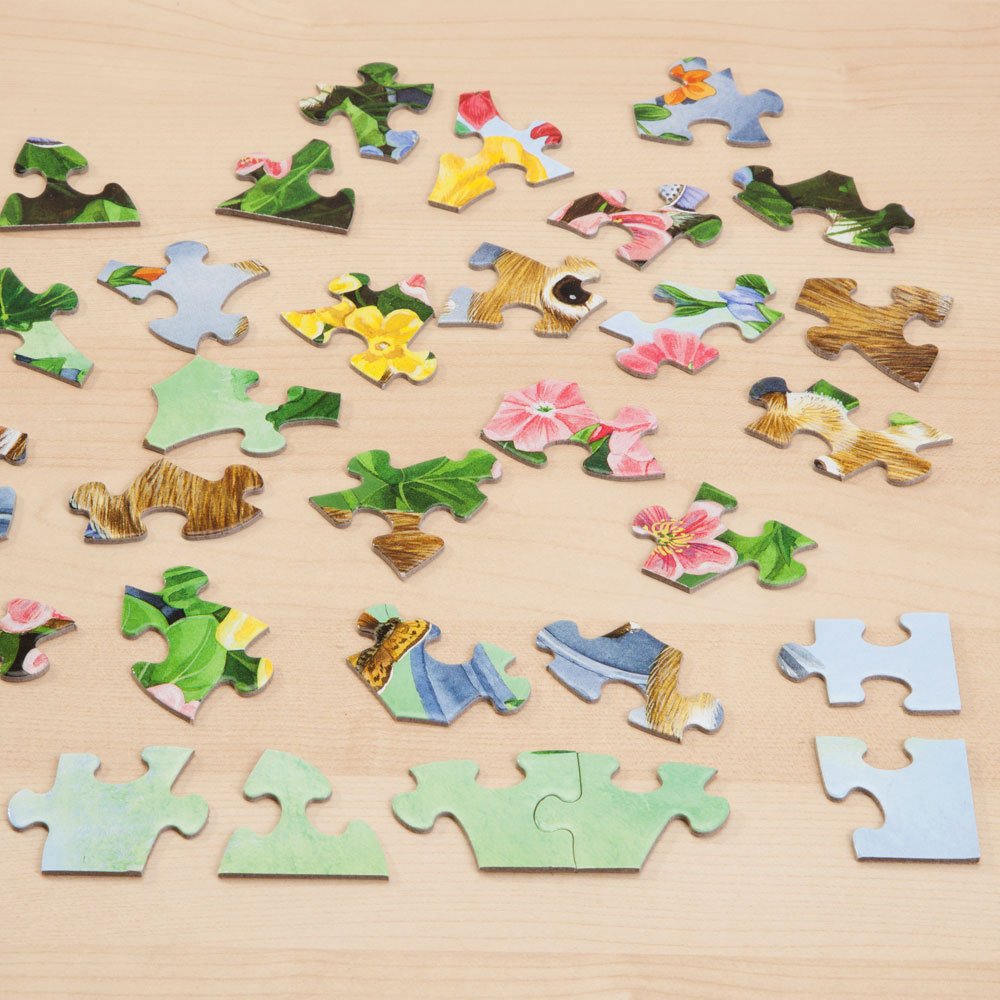 Bits and Pieces – Large 100 Piece Jigsaw Puzzle for Adults – Woodland Friends - Forest Deer Bunny Turtle Bird Jigsaw Puzzle by Julie Bauknecht, Completed Puzzle Size: 15" x 19" Bits and Pieces