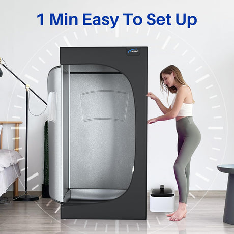 TOREAD Full Size Sauna 600D Canvas, Portable Steam Saunas Tent Fold-able with 2.6L 1000W Steam Generator Remote Control（63"x31.5"x31.5"） TOREAD