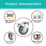 ITINA Heavy Duty Swivel Casters 6 inch 625Lbs Load Capacity/Item 360 Degree Rotation Plate Swivel Hard Casters Non-Slip with Locking Brakes(2 with Brakes& 2 Without) ITINA