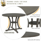 Merax 5 Piece Round Dining Table Set 4 Retro Chairs with Special-Shaped Table Legs, Exquisitely Designed Hollow Chair Back for Dining Room, Gray Merax