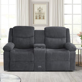 RIHEREFY Loveseat Recliner Sofa with Massage & Heating, Reclining Loveseat with Console, RV Wall Hugger Double Loveseat Recliner Couch for Living Room & Home Theater (Chenille-Grey) RIHEREFY