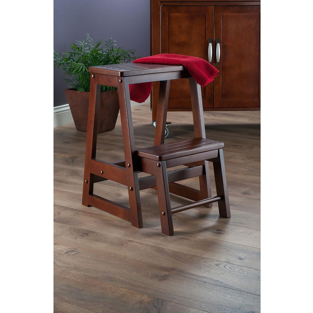 Winsome Beech Wood Double Step Stool, Antique Walnut (94022) Winsome