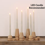 Wooden Candlestick Holders for Taper Candles Set of 3 | Luxury Wood Candle Holders with Gold Cups and Decorative Wooden Cubes | Fireplace Candle Holder | Console Table Decoration Pieces LIFE SENSES