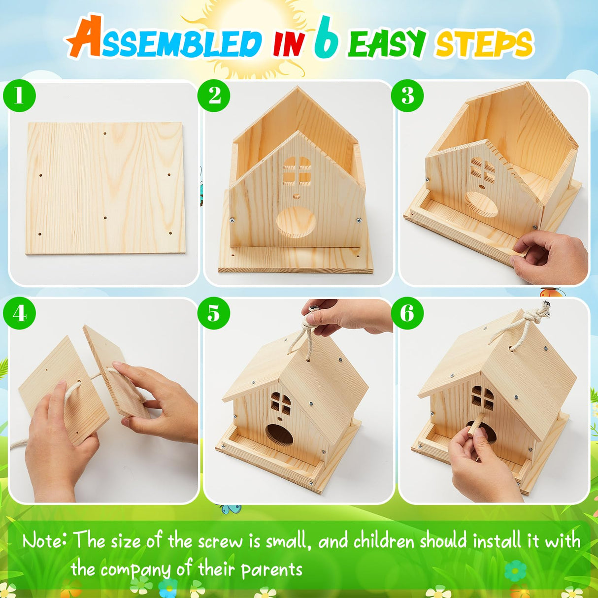 Juexica 2 Pack Bird House Kit Wooden DIY Birdhouse to Paint Build a Bird Bungalow Birdhouse Crafts to Build Family Home Arts and Craft Projects Christmas Birthday Party Gift (Rotundity) Juexica