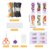 ORIGACH 6 Pcs Cross Stitch Bookmark Kit for Beginner Dragon Pattern Stamped Embroidery Stitch Kits for Starter DIY Bookmarks Printed Cross Stitch Kits with 13 Colors Embroidery Floss ORIGACH