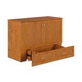 AFI Hamilton Full Murphy Bed Chest with Mattress, Storage, and Built-in Charger in Light Toffee AFI