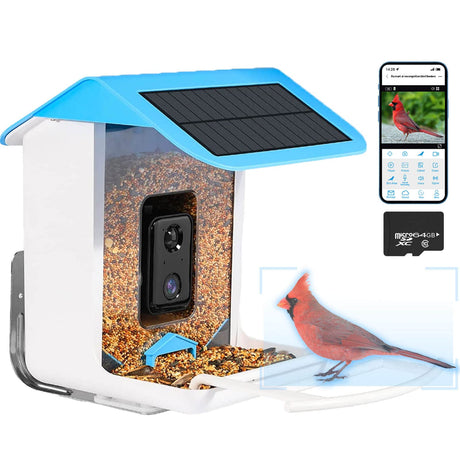 Smart Bird Feeder with Camera Wireless Outdoor, Feeders for Outside, Solar Energy Generation, 1080P HD, APP Connection, IP65 Waterproof, AI Identify GOUHOME