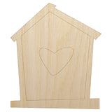 Birdhouse with Heart Unfinished Wood Shape Piece Cutout for DIY Craft Projects - 1/4 Inch Thick - 6.25 Inch Size Sniggle Sloth