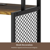 Algglobuy TV Stand for 65 75 Inch TV with LED Lights, Entertainment Center with Open Storage Tempered Glass Shelf & Power Outlets, Industrial TV Console Table for Living Room, Bedroom, Rustic Brown Algglobuy